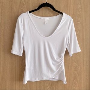 Leith Stretchy White Ruched Top